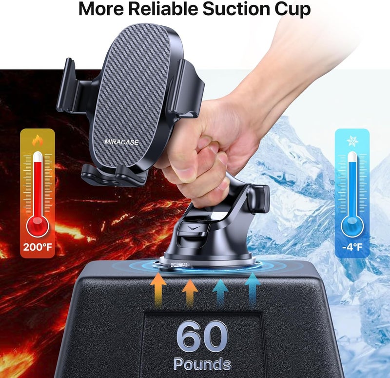 Miracase Phone Holders for Your Car, Universal Car Phone Holder Mount for Car Dashboard Air Vent Windshield, Hands Free Cell Phonen Car Mount Compatible with iPhone Android and All Smartphones - Image 3